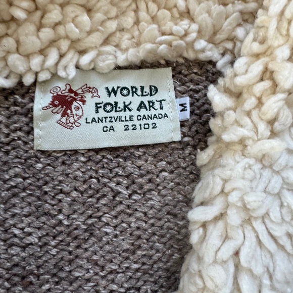 Vintage wool and cotton wrap style Sherpa sweater cardigan medium - Picture 9 of 14